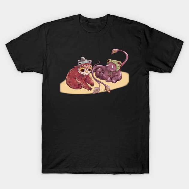 RPG Monsters in Cat Hats T-Shirt by Rumpled Crow